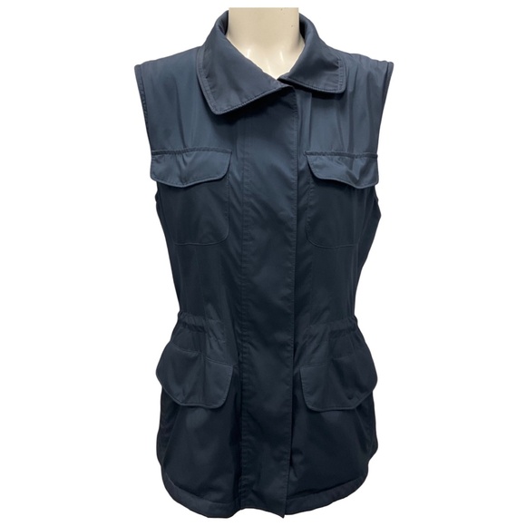 LORO PIANA NAVY CASHMERE KNIT LINED NYLON VEST - Picture 1 of 5